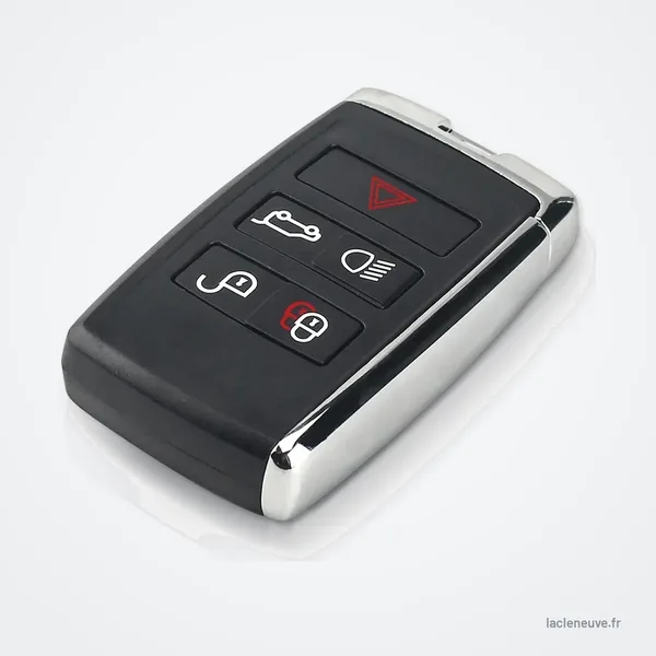 Coque de clé pliante pour Land Rover Range Rover Evoque, Jaguar XF, XK, F-Type - coque chromée vue de profil avec boutons