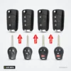 Coque de clé pliante pour Nissan Sentra, Versa, Altima, Qashqai, lame NSN14 - quatre coques et lames comparées côte à côte