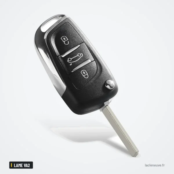 Coque de clé pliante pour Peugeot 207, 307, 407, Citroën C4, lame VA2 ou HU83 - clé pliante, lame repliée dans le manche