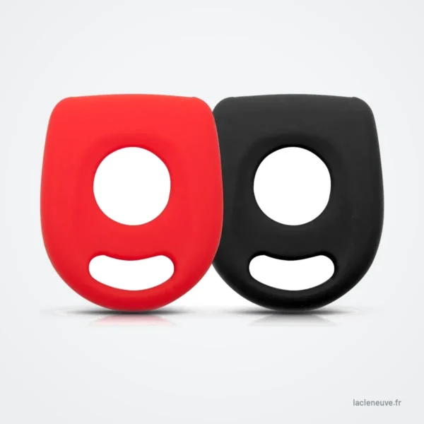 Coque de clé en silicone pour Volkswagen Golf, Passat, Seat Ibiza - coque rouge et noire côte à côte, vue de face