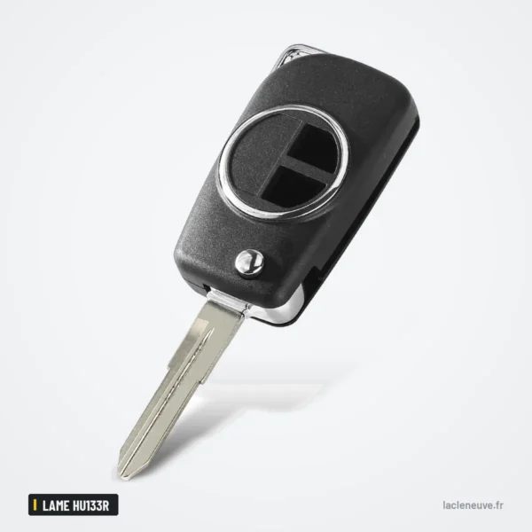 Coque de clé pour Suzuki Swift, Grand Vitara, SX4, lame HU133R ou SZ11R - vis apparente en haut, lame vers le bas
