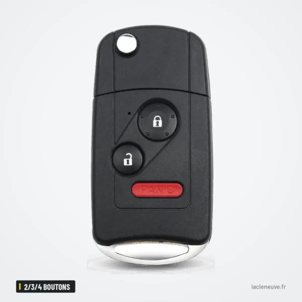 Coque de clé télécommande 2/3/4 boutons pour Honda Civic, CR-V, Accord, Jazz - lame sortie, bouton rouge panic