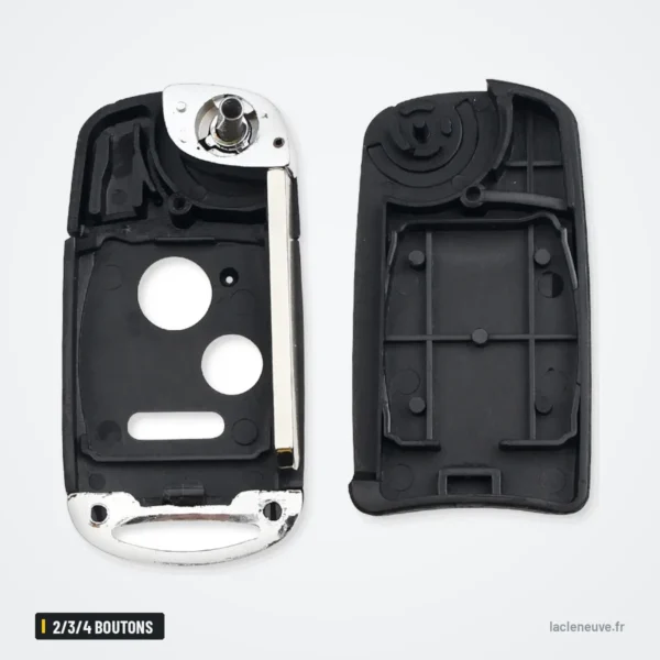 Coque de clé télécommande 2/3/4 boutons pour Honda Civic, CR-V, Accord, Jazz - coque vide ouverte, vue intérieure