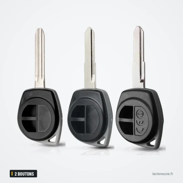 Coque de clé télécommande 2 boutons pour Suzuki Swift, Vitara, SX4, Ignis - trois coques différentes côte à côte