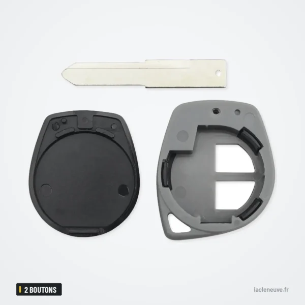 Coque de clé télécommande 2 boutons pour Suzuki Swift, Vitara, SX4, Ignis - coque ouverte grise, mécanisme visible