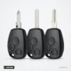 Coque de clé télécommande 3 boutons pour Renault Clio, Kangoo, Trafic - trois clés alignées, lames visibles
