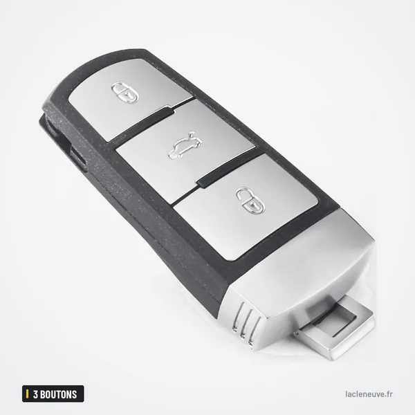 Coque de clé télécommande 3 boutons pour Volkswagen Passat B5, B6, B7, CC - vue de profil, trois boutons arrondis