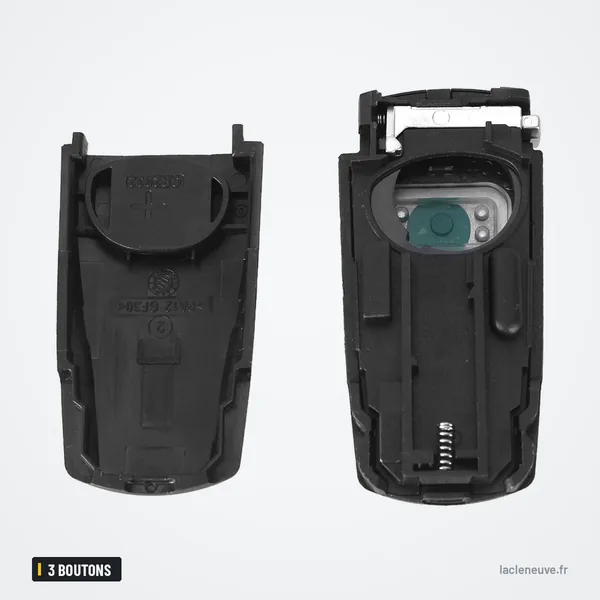 Coque de clé télécommande 3 boutons pour Volkswagen Passat B5, B6, B7, CC - coque ouverte, intérieur et languette visibles