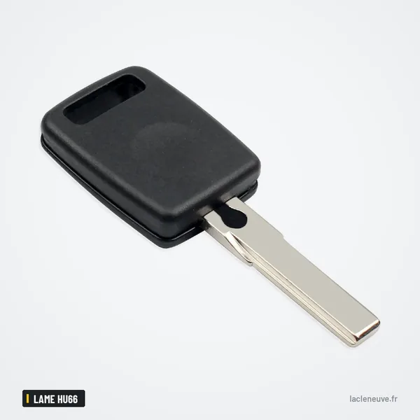 Coque de clé télécommande pour Audi A3, A4, A6, A8, lame HU66 - tête de clé vue de face, lame repliée en biais