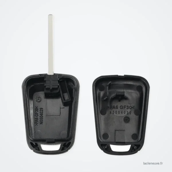Coque de clé transpondeur pour Chevrolet Aveo, Cruze, Malibu - coque ouverte, étiquettes visibles à l'intérieur