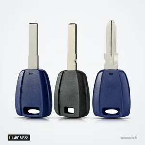 Coque de clé transpondeur pour Fiat 500, Punto, Ducato, Stilo, lame SIP22 - trois lames de couleurs différentes côte à côte Coque de clé transpondeur pour Fiat 500, Punto, Ducato, Stilo, lame SIP22 - trois lames de couleurs différentes côte à côte