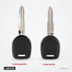 Coque de clé transpondeur pour Mitsubishi Eclipse, Galant, lame MIT11R - deux têtes de clé côte à côte, lames opposées