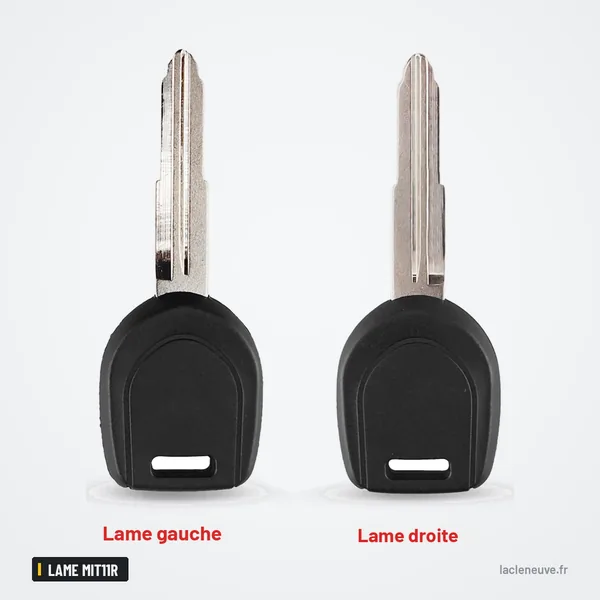 Coque de clé transpondeur pour Mitsubishi Eclipse, Galant, lame MIT11R - deux têtes de clé côte à côte, lames opposées