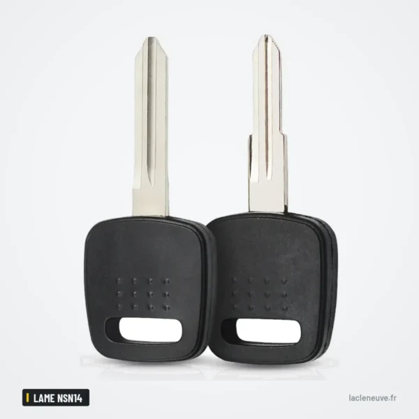 Coque de clé à transpondeur pour Nissan A32, A33, X-Trail, lame NSN14 ou NSN11 - deux clés identiques côte à côte