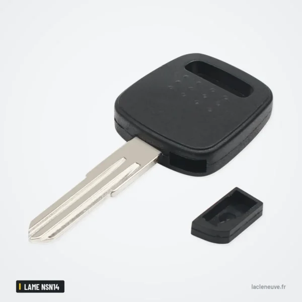 Coque de clé à transpondeur pour Nissan A32, A33, X-Trail, lame NSN14 ou NSN11 - lame et tête en angle, pièce détachée à côté