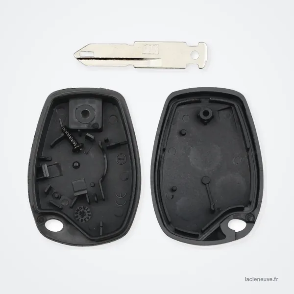 Coque de clé transpondeur pour Renault Clio, Twingo, Dacia Logan, Duster - lame détachée et intérieur du boîtier ouvert