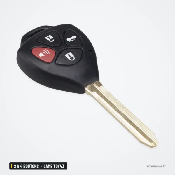 Coque de clé vierge 2 à 4 boutons pour Toyota Corolla, Camry, RAV4, lame TOY43 - forme ovale, boutons sans lame visible
