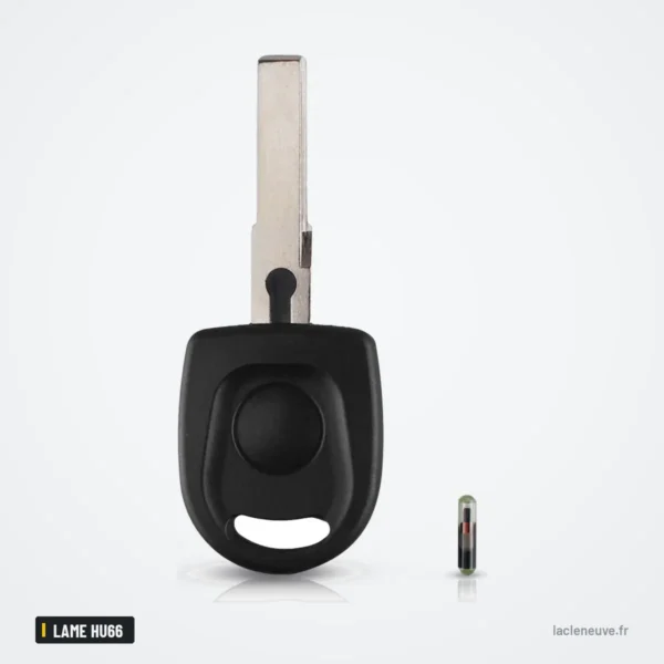 Coque de clé pour Volkswagen Passat B5, Golf, Polo, Seat, Skoda, lame HU66 - lame de clé avec puce électronique à côté