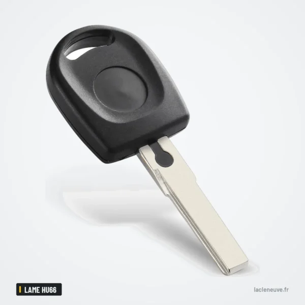 Coque de clé pour Volkswagen Passat B5, Golf, Polo, Seat, Skoda, lame HU66 - tête de clé avec lame, vue de trois quarts