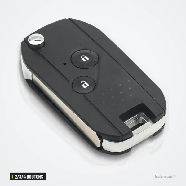 Coque de télécommande 2/3/4 boutons pour Honda Accord, Civic, CR-V, Jazz - coque pliante repliée, vue de dessus en angle