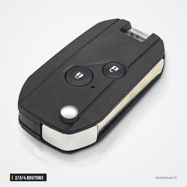 Coque de télécommande 2/3/4 boutons pour Honda Accord, Civic, CR-V, Jazz - coque pliante repliée, finition chromée