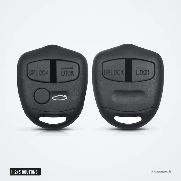 Coque de télécommande 2/3 boutons pour Mitsubishi Lancer, Grandis - deux coques identiques côte à côte, vue de face