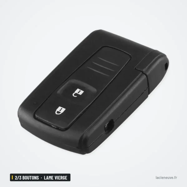 Coque de télécommande 2/3 boutons pour Toyota Prius, Corolla, lame vierge - vue de trois quarts, boutons visibles