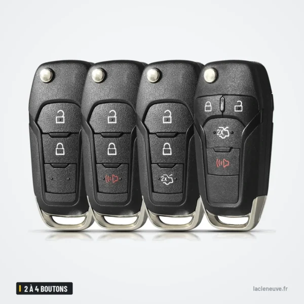 Coque de télécommande 2 à 4 boutons pour Ford F-150, Explorer, Focus, Fiesta - quatre modèles comparés, boutons différents