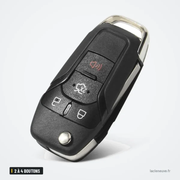 Coque de télécommande 2 à 4 boutons pour Ford F-150, Explorer, Focus, Fiesta - anneau porte-clé visible, bouton alarme