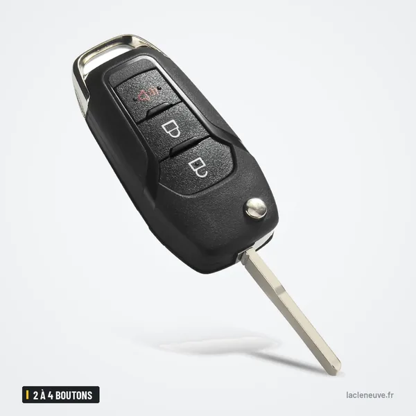 Coque de télécommande 2 à 4 boutons pour Ford Fiesta, Focus, Mondeo - coque pliée, lame déployée, gros plan sur les boutons
