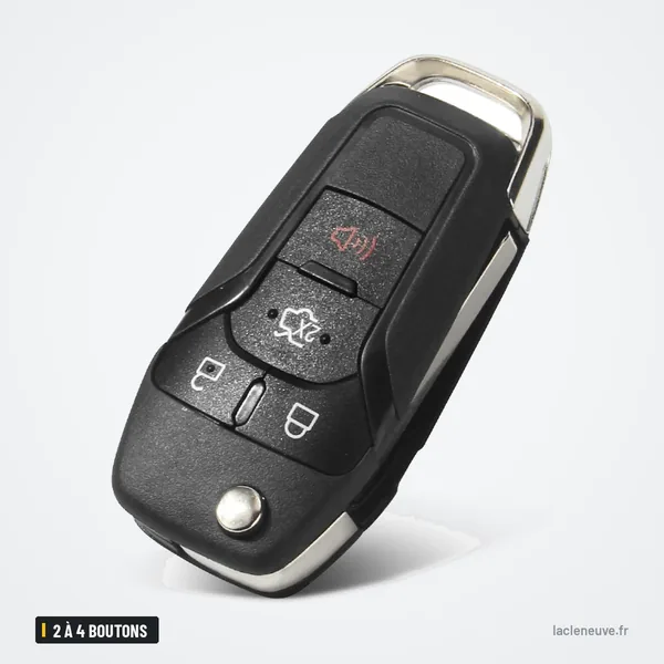 Coque de télécommande 2 à 4 boutons pour Ford Fiesta, Focus, Mondeo, Kuga - coque fermée, lame rentrée, vue de face