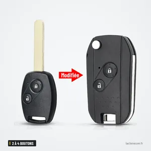 Coque de télécommande 2 à 4 boutons pour Honda Accord, Civic, CR-V, Pilot - comparaison avant et après transformation