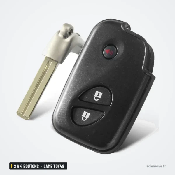 Coque de télécommande 2 à 4 boutons pour Lexus GS300, ES350, RX350, lame TOY48 - lame de secours déployée sur le côté