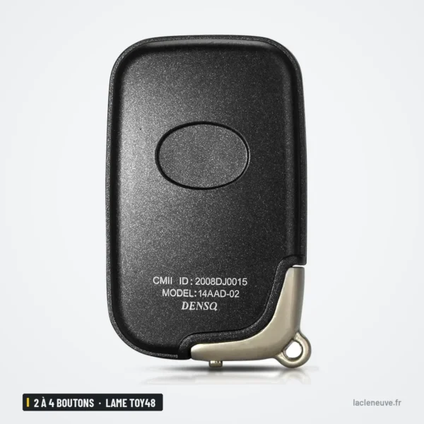 Coque de télécommande 2 à 4 boutons pour Lexus GS300, ES350, RX350, lame TOY48 - dos de la coque avec étiquette