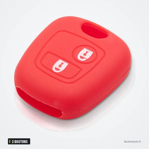 Coque de télécommande 2 boutons pour Citroën C1, C3, Peugeot 206, 307 - coque rouge seule, vue de trois quarts