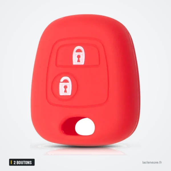 Coque de télécommande 2 boutons pour Citroën C1, C3, Peugeot 206, 307 - coque rouge seule, vue de face
