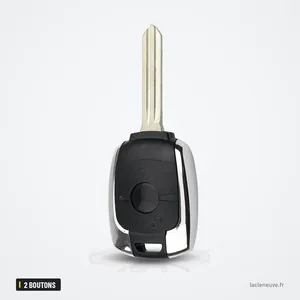 Coque de télécommande 2 boutons pour SsangYong Actyon, Kyron, Rexton, Korando - vue de profil chromée avec lame