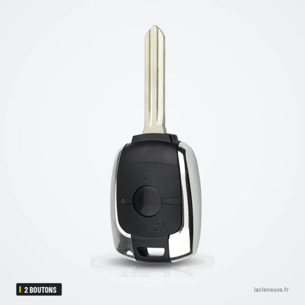 Coque de télécommande 2 boutons pour SsangYong Actyon, Kyron, Rexton, Korando - vue de profil chromée avec lame