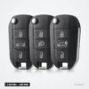 Coque de télécommande 3 boutons pour Peugeot 208, 308, 508, lame HU83 ou VA2 - trois coques identiques alignées