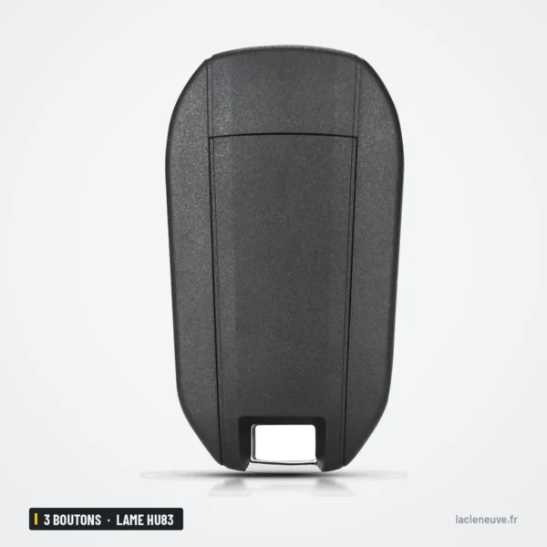 Coque de télécommande 3 boutons pour Peugeot 208, 308, 508, lame HU83 ou VA2 - dos de la coque, surface lisse