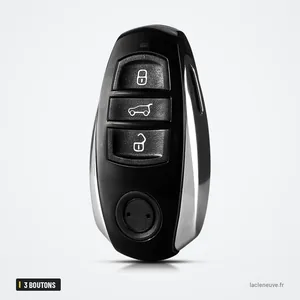 Coque de télécommande 3 boutons pour Volkswagen Touareg - vue de trois quarts, quatre boutons visibles