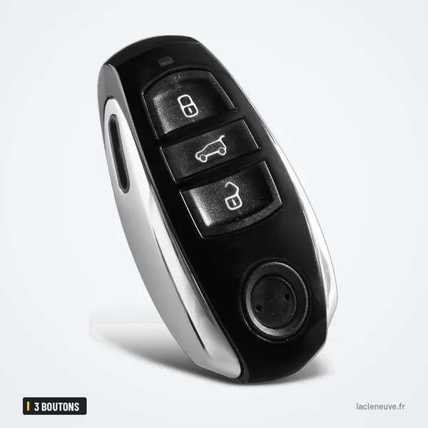 Coque de télécommande 3 boutons pour Volkswagen Touareg - vue de profil, forme allongée et brillante
