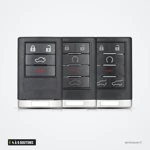 Coque de télécommande 4 à 6 boutons pour Cadillac CTS, SRX, Escalade, DTS - trois coques côte à côte, trois teintes