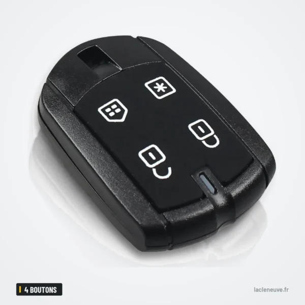 Coque de télécommande 4 boutons pour alarme Positron PXN52, EX300, 330, 360 - télécommande vue de trois quarts