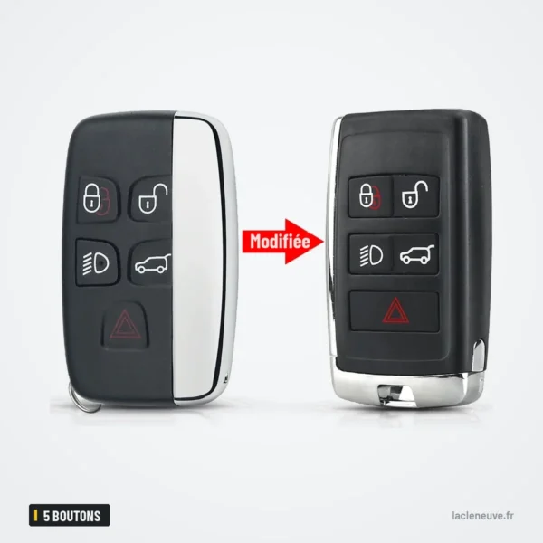 Coque de télécommande 5 boutons pour Land Rover Range Rover, Jaguar XE, XF - comparaison avant et après transformation