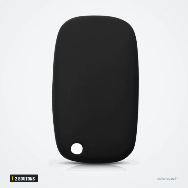 Étui de clé en silicone 2 boutons pour Renault Clio, Megane, Kangoo, Captur - étui noir, vue arrière lisse
