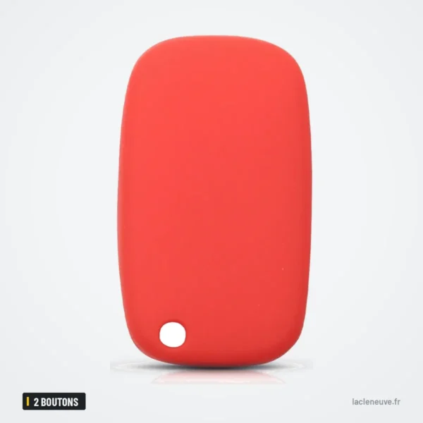Étui de clé en silicone 2 boutons pour Renault Clio, Megane, Kangoo, Captur - étui rouge, vue arrière lisse