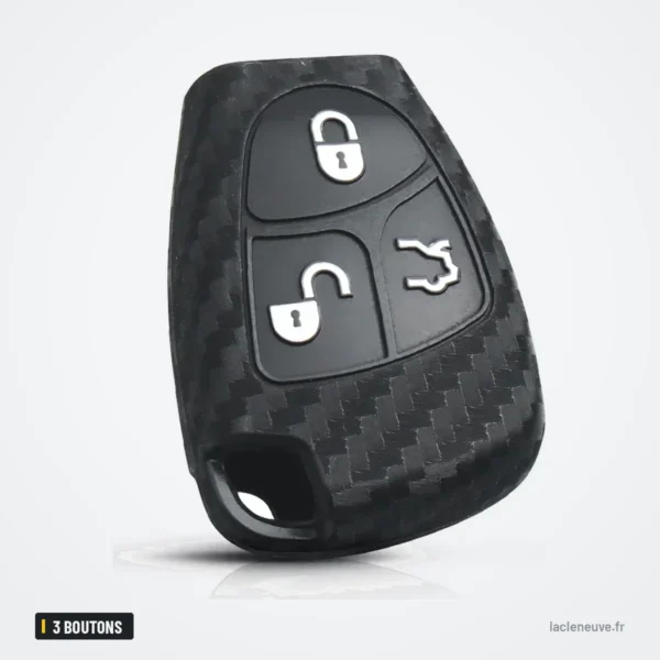 Étui de protection silicone 3 boutons pour Mercedes-Benz Classe B, C, E, CLS - vue de face sous un angle légèrement différent