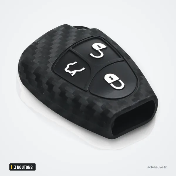 Étui de protection silicone 3 boutons pour Mercedes-Benz Classe B, C, E, CLS - gros plan sur les trois boutons