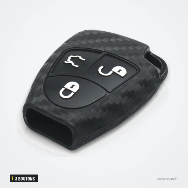 Étui de protection silicone 3 boutons pour Mercedes-Benz Classe B, C, E, CLS - vue de profil, boutons incurvés sur le côté